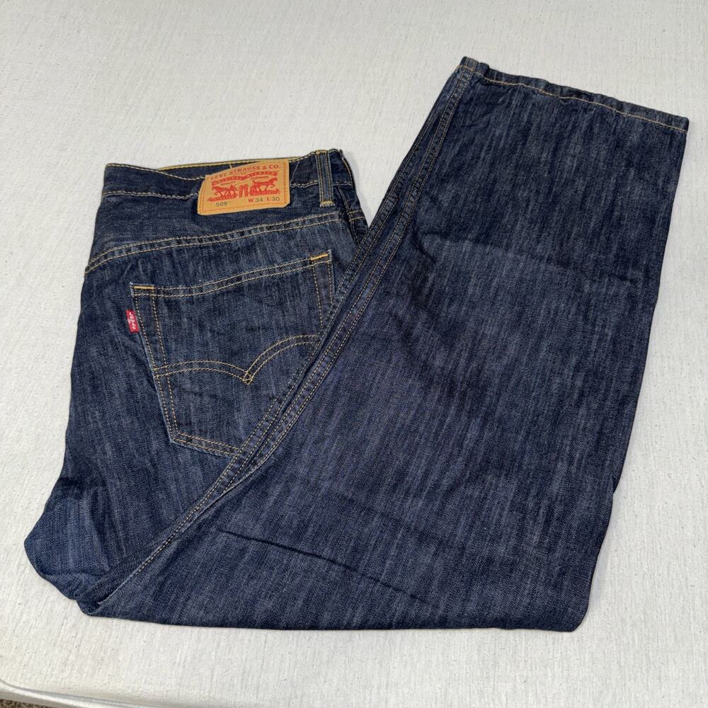 Levi's 569 Loose Straight Jean's Men's 34x30 Pants Blue Denim Baggy EUC